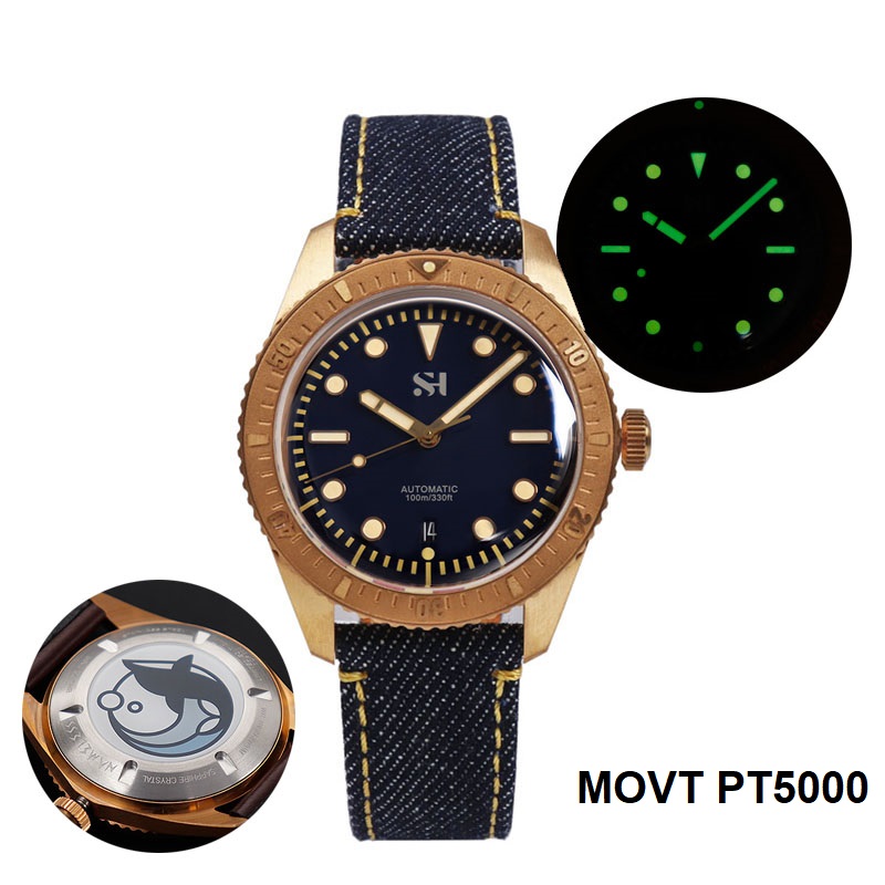 42mm Bronze Mens Watch Mechani - Canvas Strap Watch review and price