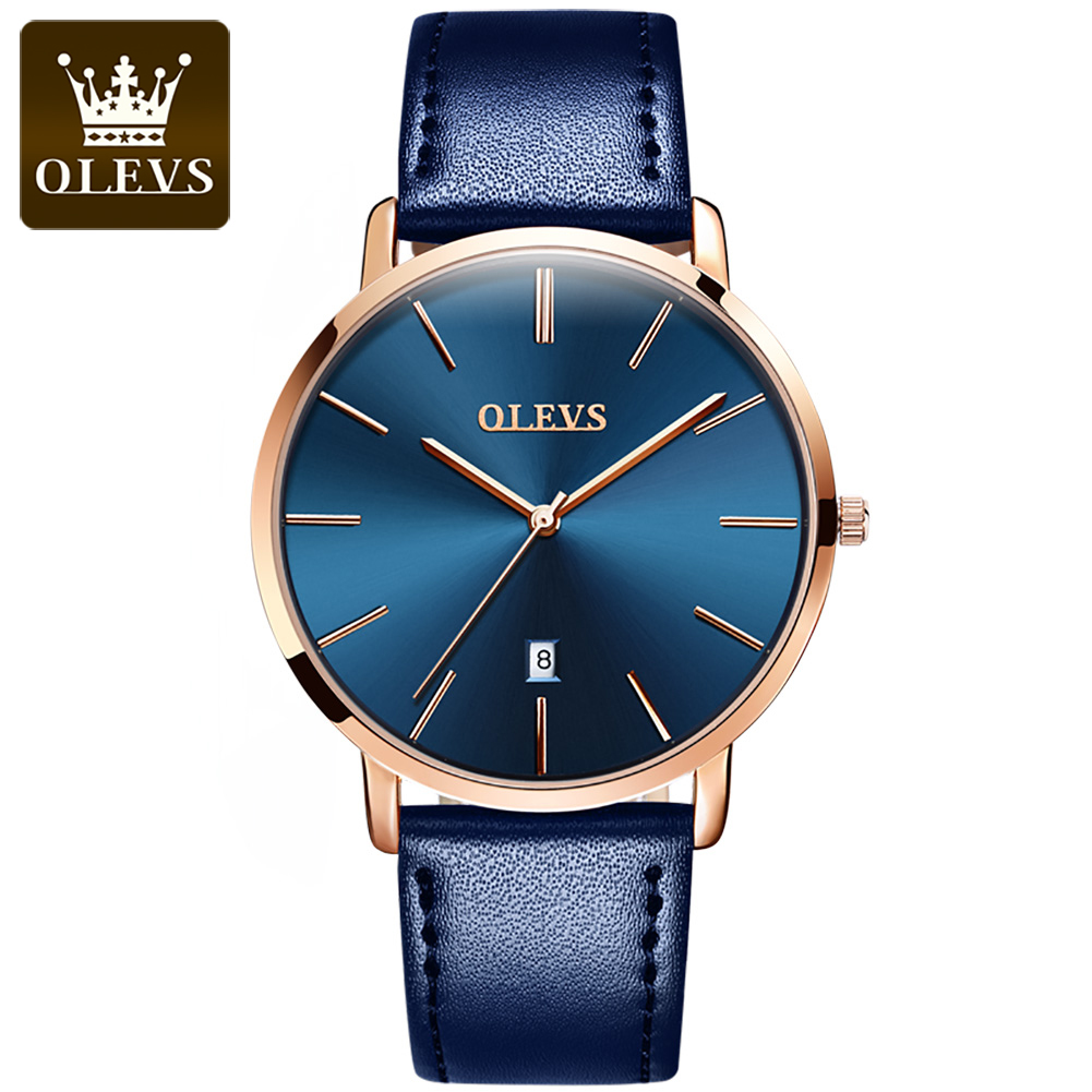 Original OLEVS Quartz Watch fo - Leather Watch Band Men review and price